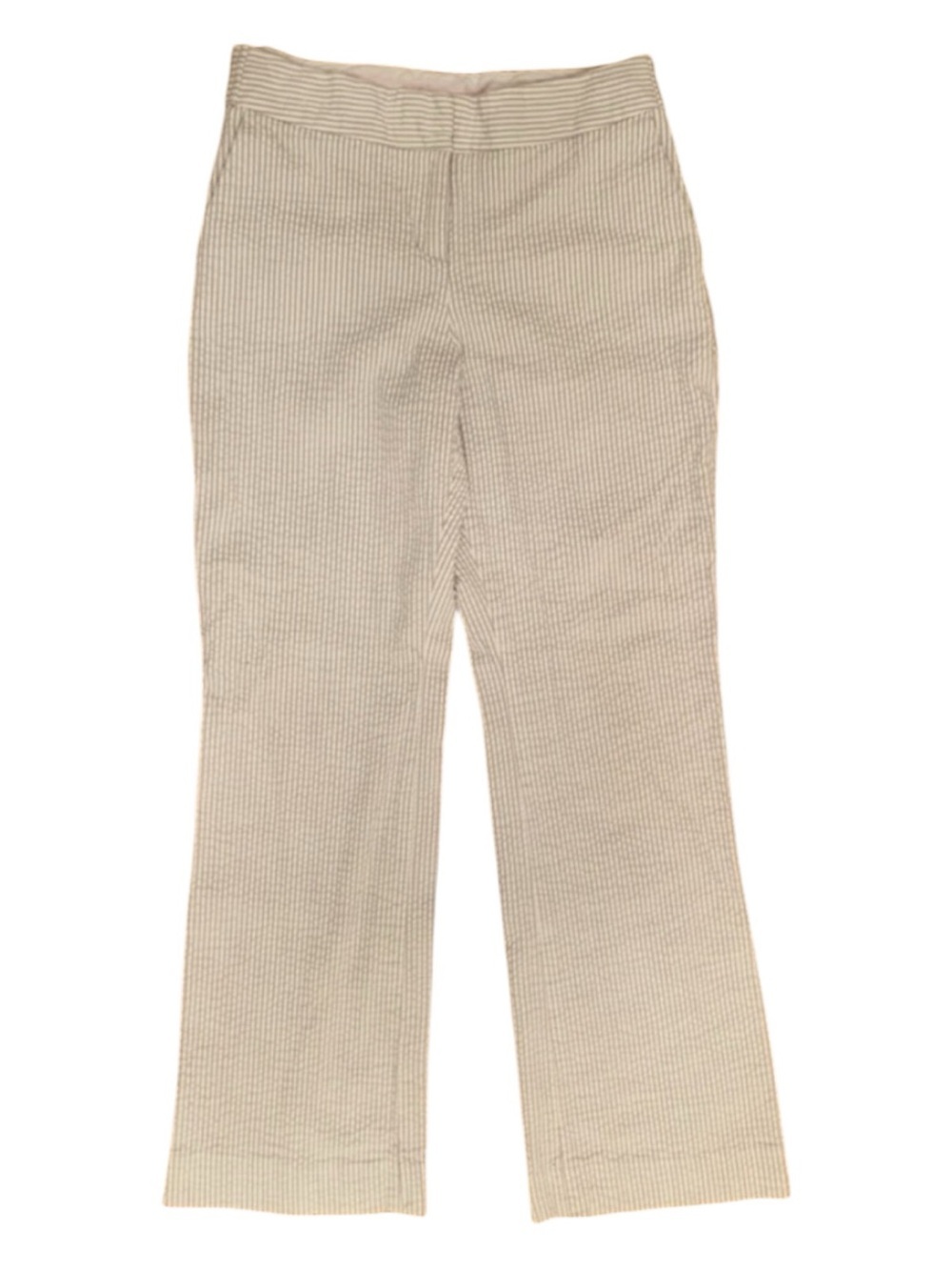 ISSAC MIZRAHI Sz 2S Tailored Seersucker Taupe Stone Micro Stripe Trousers